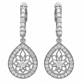 Dangle Dangle Pear Silver Earrings
