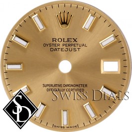 Ladies Rolex Datejust Champagne Baton Luminous Index Hour Markers Swiss Made Dial Two-tone