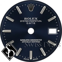 Ladies Rolex Date Blue Stick Marker Swiss Made Dial SS