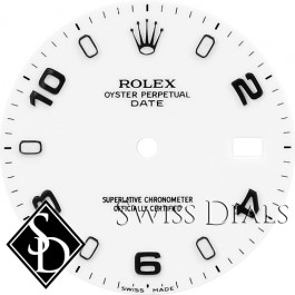 Men's Rolex Date White Luminous Index Hour Markers and Arabic Numerals Swiss Made Dial SS