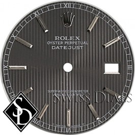 Men's Rolex Datejust Dark Slate Tapestry Stick Marker Roman Minute Tracks T Swiss Made T Dial SS