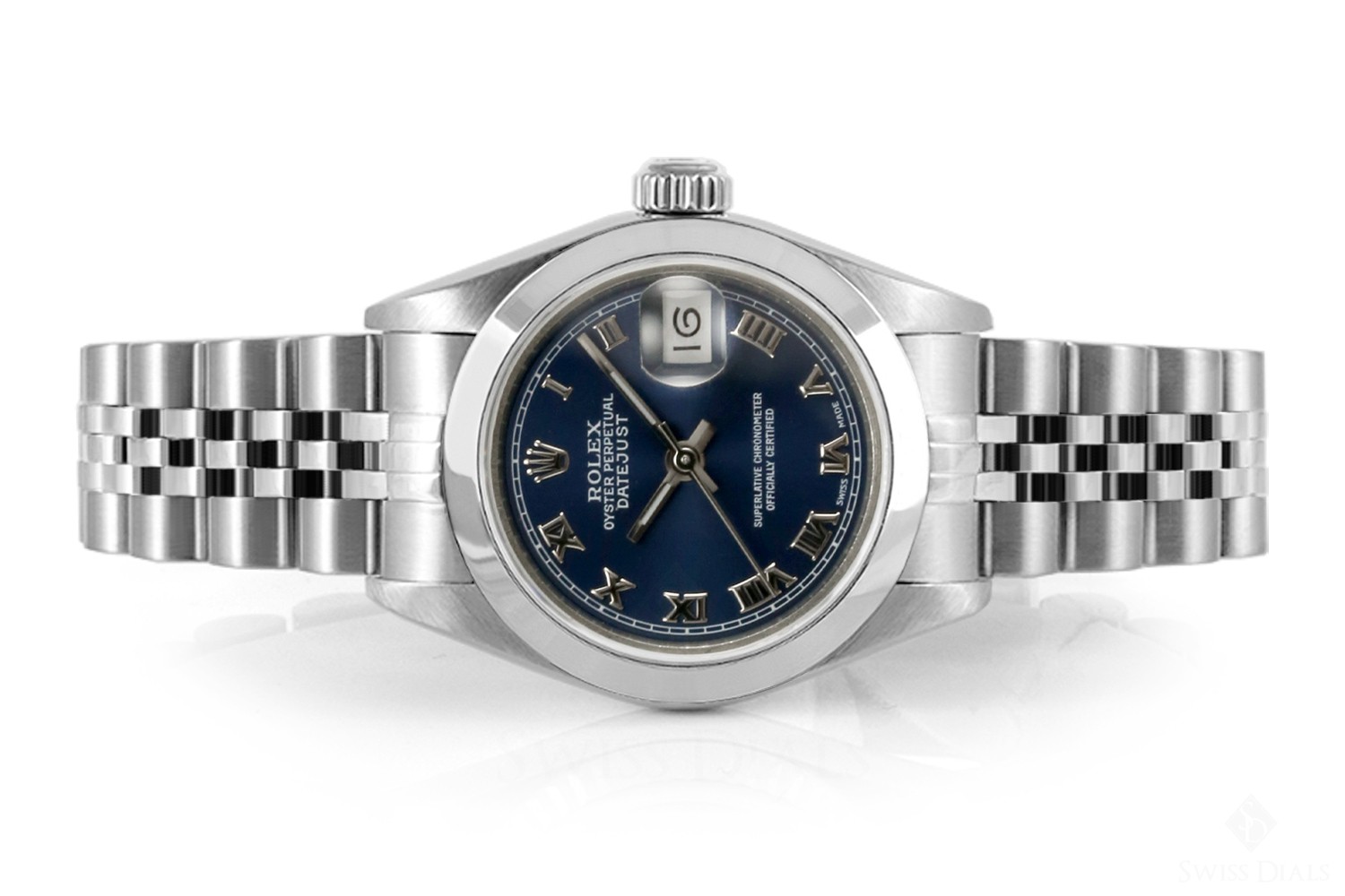 Ladies Rolex Datejust Stainless Steel Blue Roman Numeral Dial Smooth ...