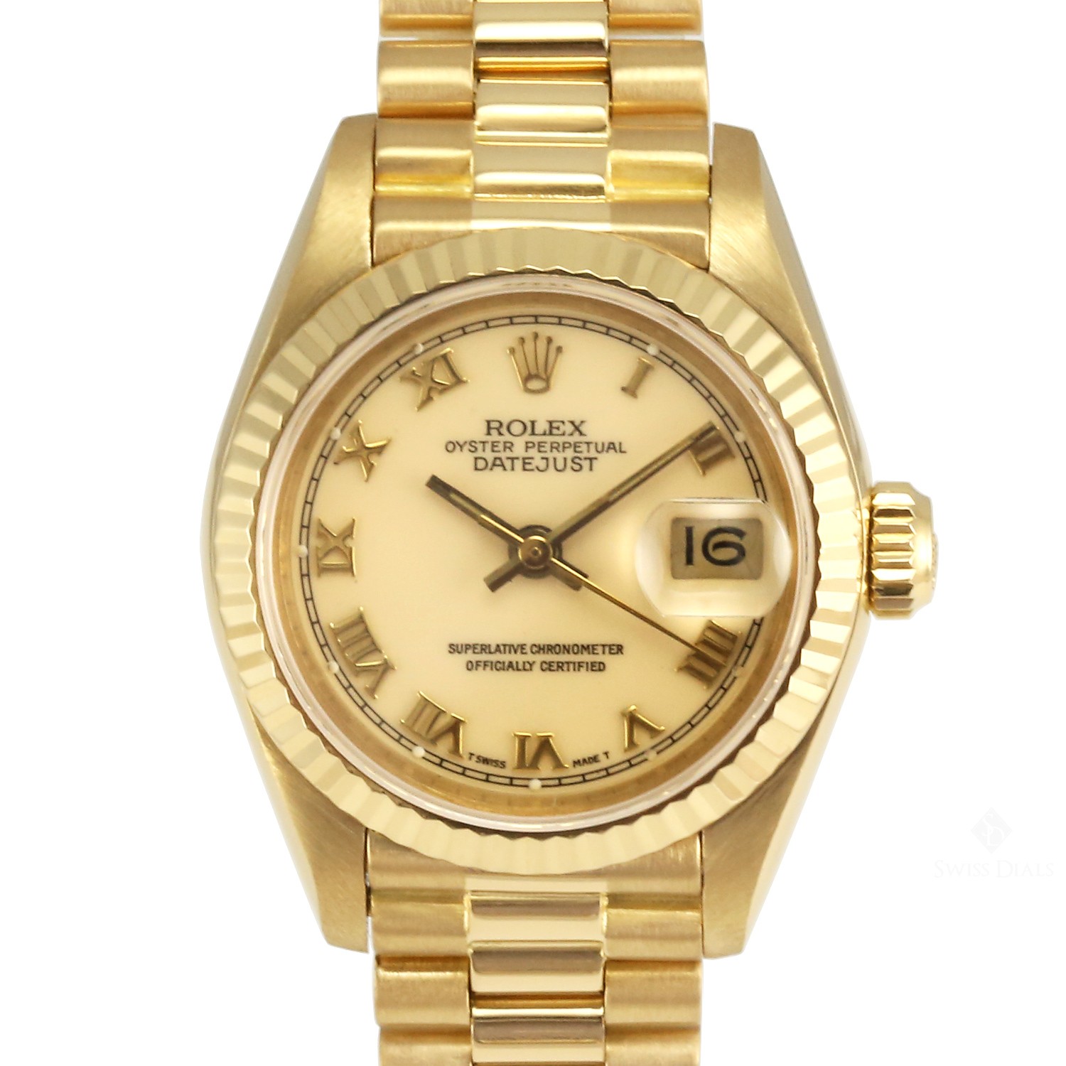 rolex datejust gold roman numerals