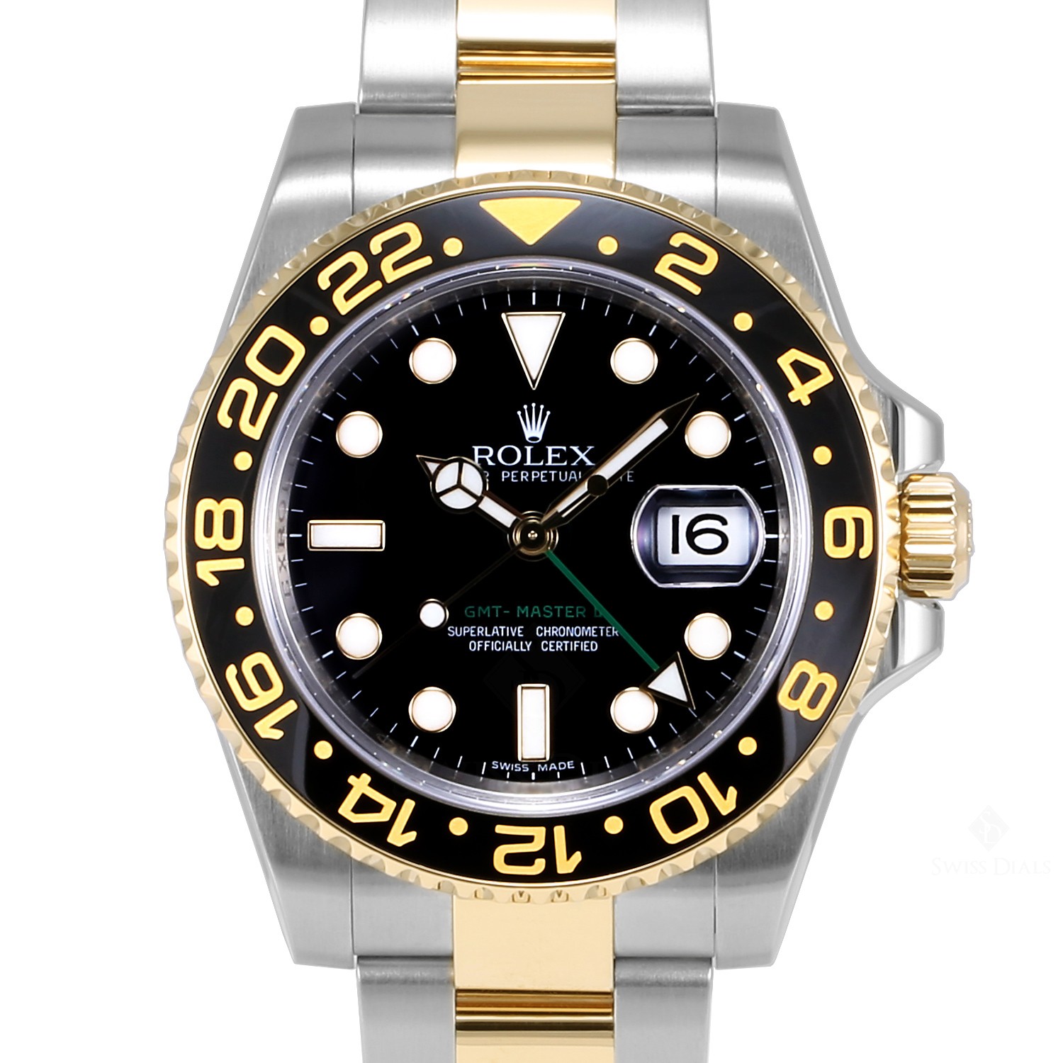 Men's Rolex GMT-Master II Steel and Gold Watch Black Dial Ceramic Black ...