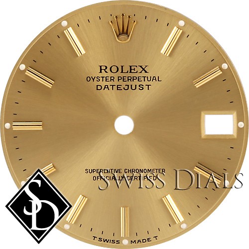 Midsize Rolex Champagne Stick Marker Dial T Swiss Made T Twotone