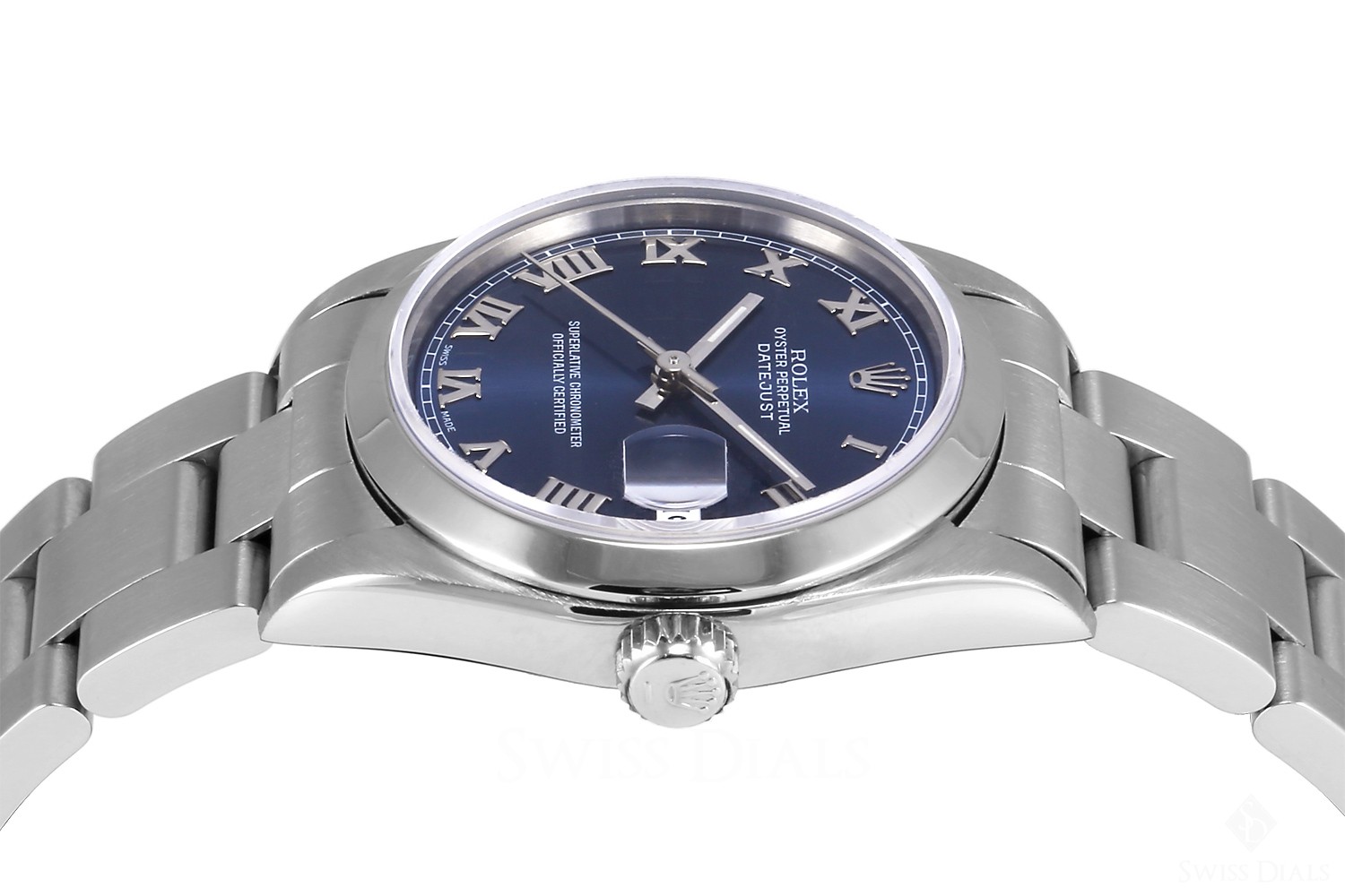 rolex datejust blue face roman numerals