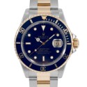 Men's Rolex Submariner Steel and Gold Blue Index Dial Blue 60min Bezel Oyster Band
