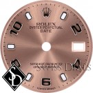 Ladies Rolex Date Pink Luminous Index Hour Markers and Arabic Numerals Swiss Made Dial Stainless Steel