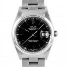 Men's  Rolex Datejust Stainless Steel Black Stick Dial Smooth Bezel Oyster Band 