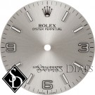 Men's Rolex Oyster Perpetual Silver Luminous Index Hour Markers and Arabic Numerals Swiss Made Dial SS
